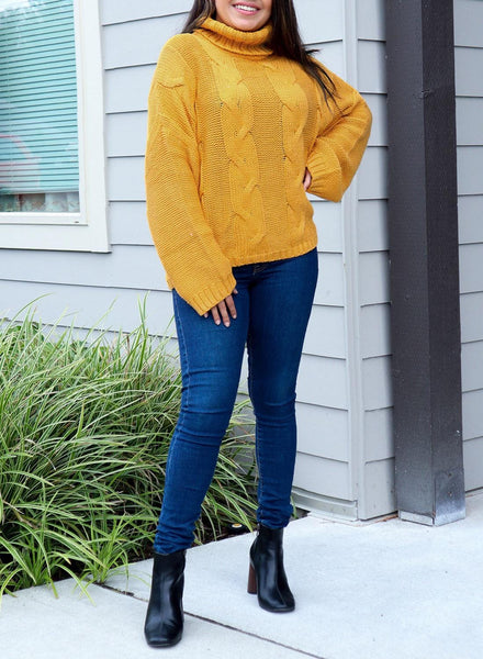 Women's Chunky Knit Turtleneck Pullover in Sweaters