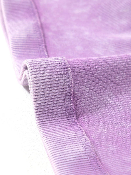 Tillandsia Purple Textured Mineral Wash Ribbed Racerback Crop Top