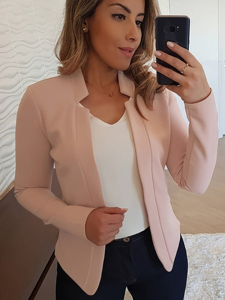 Timeless Elegance Womens Solid Open Front Blazer