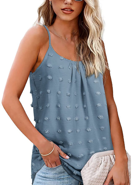 Tops Round Neck Pompom Sleeveless Tank Top