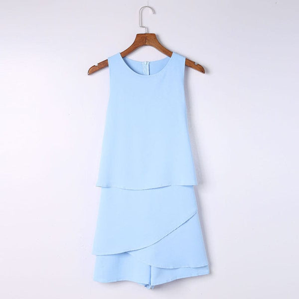 Women's Tiered Chiffon Two-Piece Short Set with Scoop Neck Tank made for easy styling and wardrobe coordination, with premium-like structure and