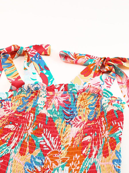 Elegant Vintage Print Swing Dress with V-Neck Sling