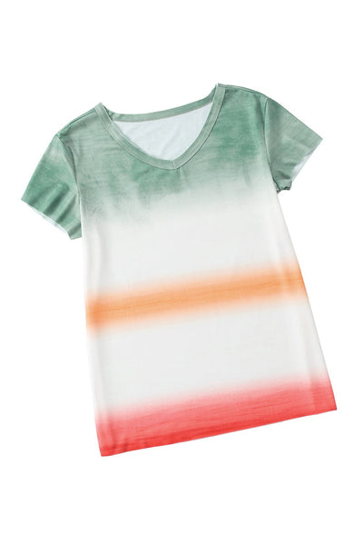 Turtle Print V-Neck Short Sleeve T-Shirt - Drop Shoulder - Closed - Bracelet