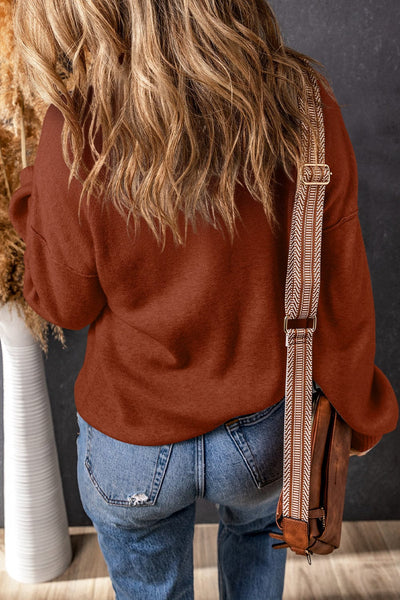 Turtleneck Solid Pullover Long Sleeve Sweater