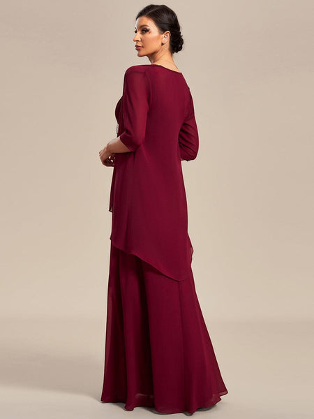 Women's Two-Piece Square Neck Chiffon A-Line Mother of the Bride Dress