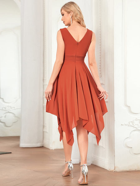 V Neck A-line Chiffon Bridesmaid Dress