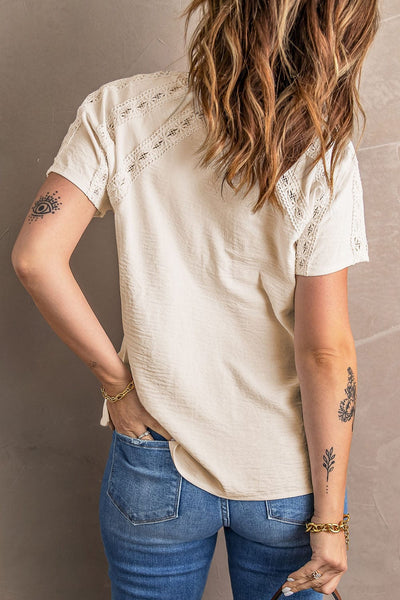 V-Neck Button Short-Sleeved T-Shirt