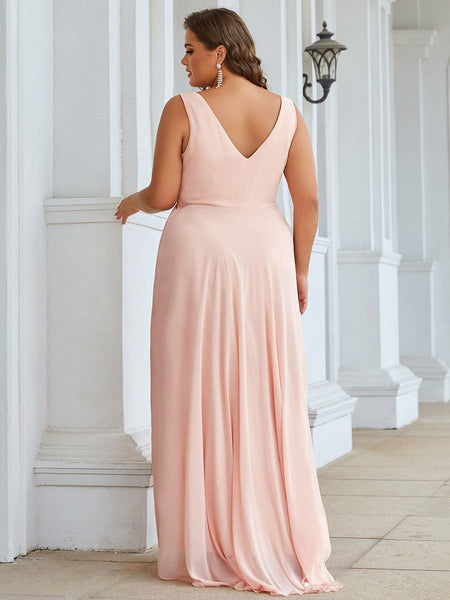 Women's V-Neck High-Low Chiffon Evening Party Dress