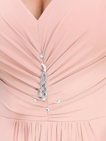 Women's V-Neck High-Low Chiffon Evening Party Dress