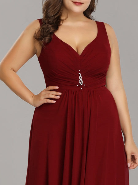 Women's V-Neck High-Low Chiffon Evening Party Dress