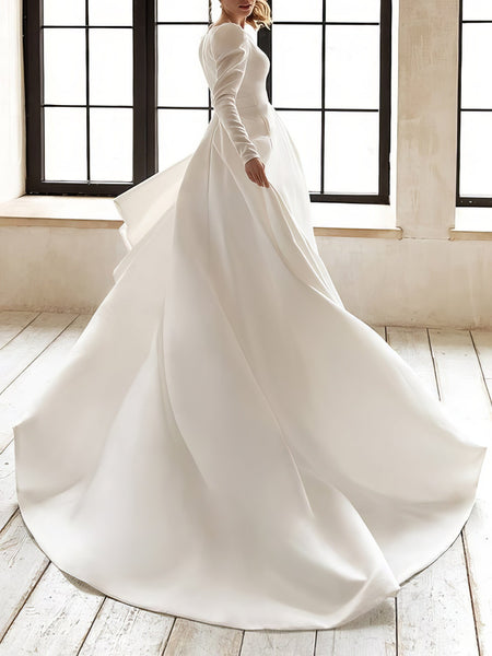 V-Neck Long Sleeve Swing Dress