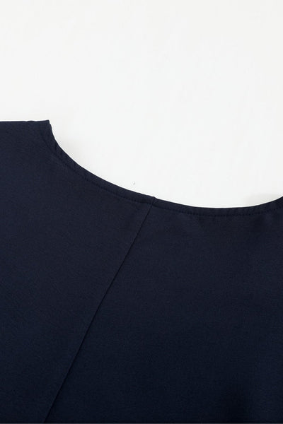 V-neck Long-sleeved Chiffon Solid Blouse - Drop Shoulder - Closed - Shirt