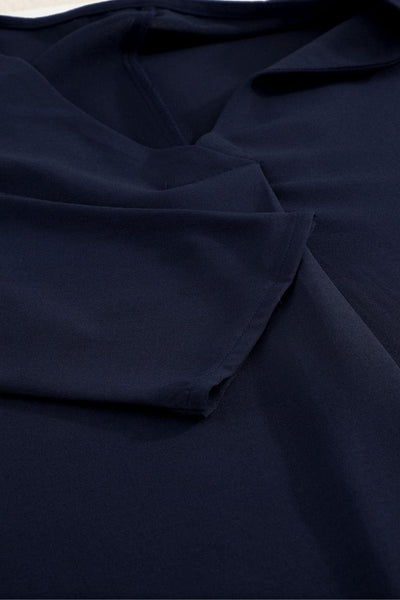 V-neck Long-sleeved Chiffon Solid Blouse - Drop Shoulder - Closed - Shirt