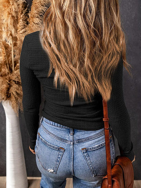 V-Neck Sexy Slim-Fit Knit Sweater With Long Sleeves For Women