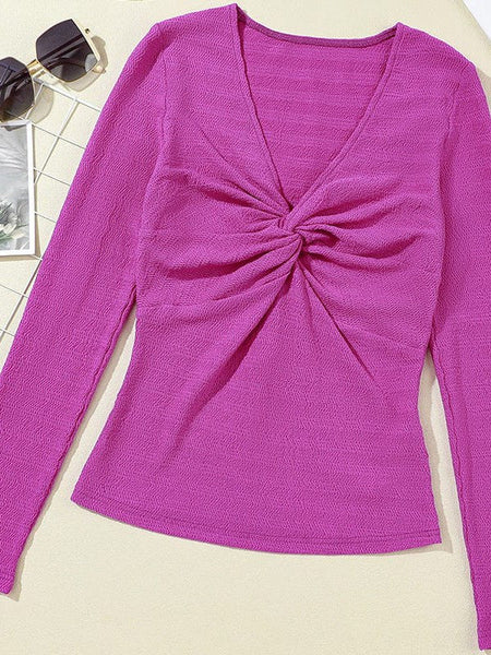V-Neck Sexy Slim-Fit Knit Sweater With Long Sleeves For Women