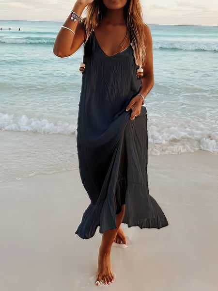 Women's V-Neck Sleeveless Beach Resort Boho Dress