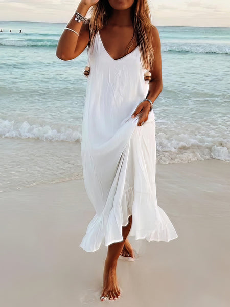 Women's V-Neck Sleeveless Beach Resort Boho Dress