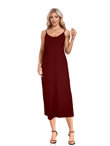 V-neck Solid Pocket Casual Sling Dress Sundress