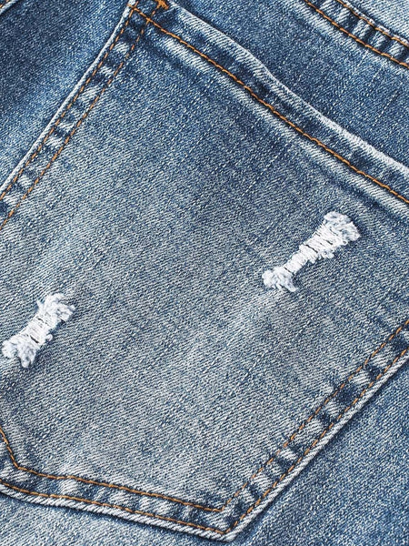 Women's Heart Print Distressed Patchwork Straight Leg Denim