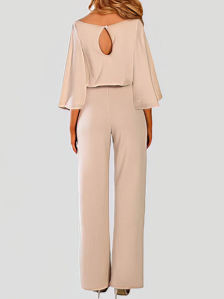 Women's Versatile Belted Casual Jumpsuit with Long Sleeves