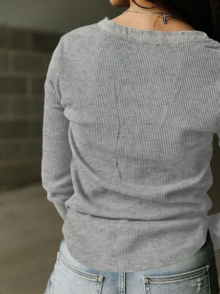 Women's Versatile Fashion Waffle Pullover For Trendy Women