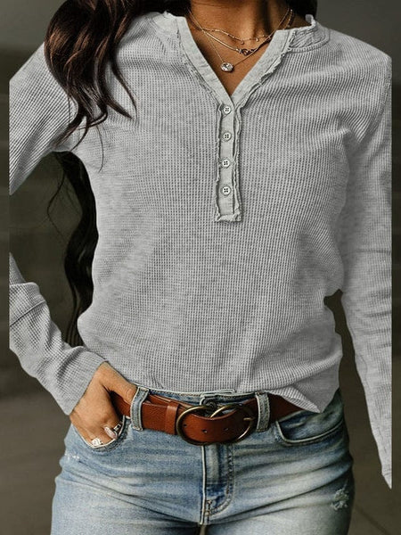 Women's Versatile Fashion Waffle Pullover For Trendy Women