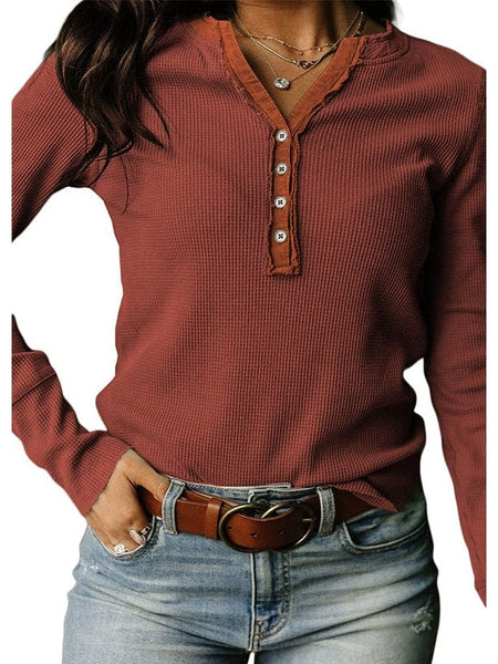 Women's Versatile Fashion Waffle Pullover For Trendy Women
