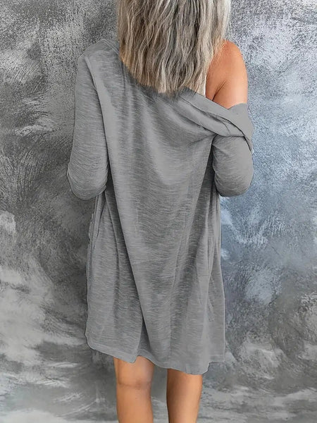 Versatile Solid Long Sleeve Women's Blouse with Button Front