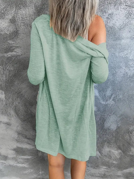 Versatile Solid Long Sleeve Women's Blouse with Button Front