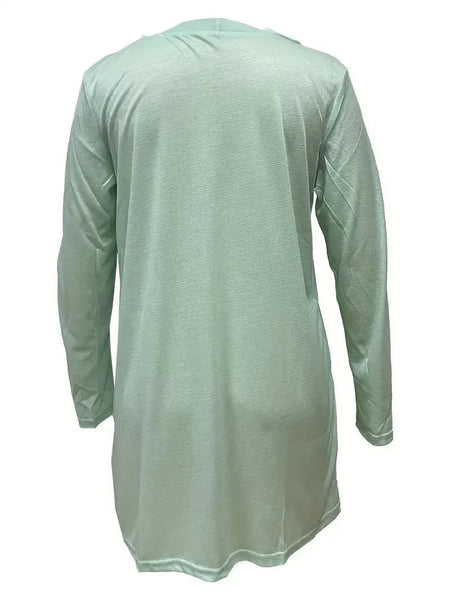 Versatile Solid Long Sleeve Women's Blouse with Button Front
