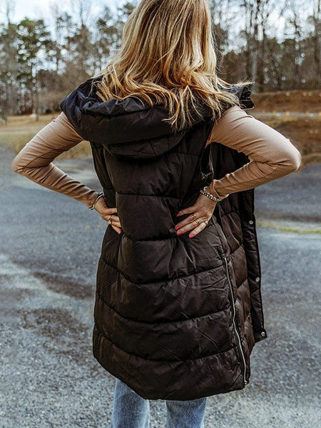 Women's Winter Hooded Puffer Vest - Long