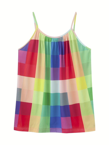 Vibrant Floral Plus Size Round Neck Cami Top for Women