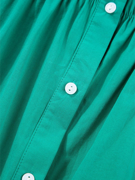 Vibrant Green Ruffle Sleeve Button-Up Mini Dress