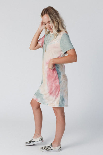 Women's Vibrant Tie Dye Boxy T-Shirt Dress with Side Slits