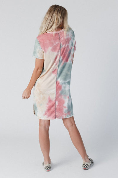 Women's Vibrant Tie Dye Boxy T-Shirt Dress with Side Slits