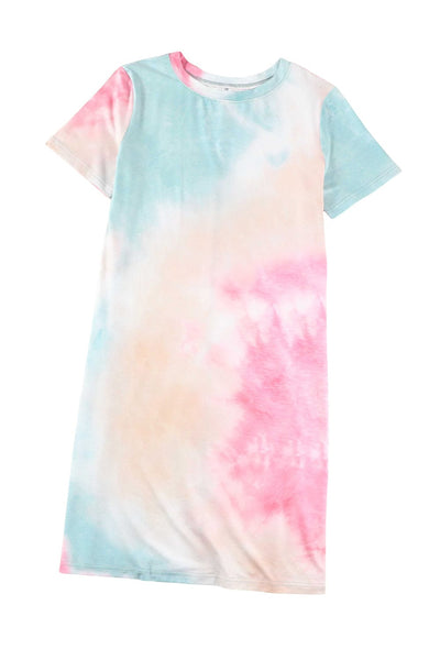 Women's Vibrant Tie Dye Boxy T-Shirt Dress with Side Slits