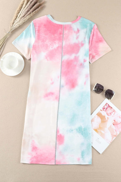 Women's Vibrant Tie Dye Boxy T-Shirt Dress with Side Slits