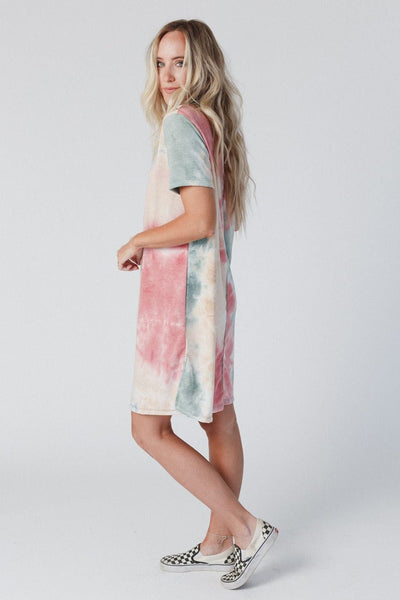 Women's Vibrant Tie Dye Boxy T-Shirt Dress with Side Slits