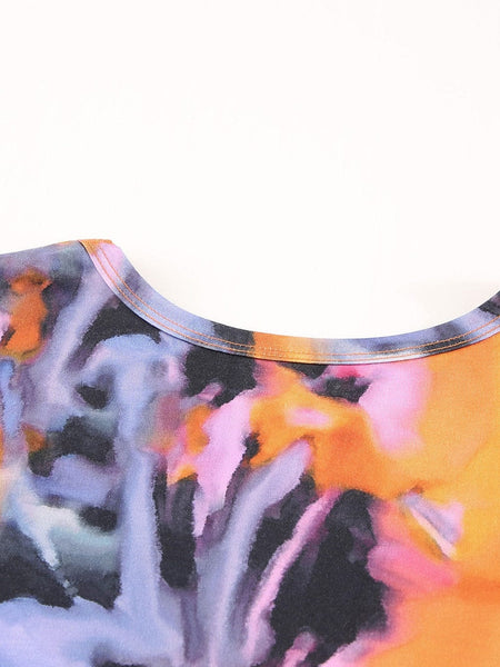 Leaf Print Short Sleeve Shirt & Shorts Two-Piece Set