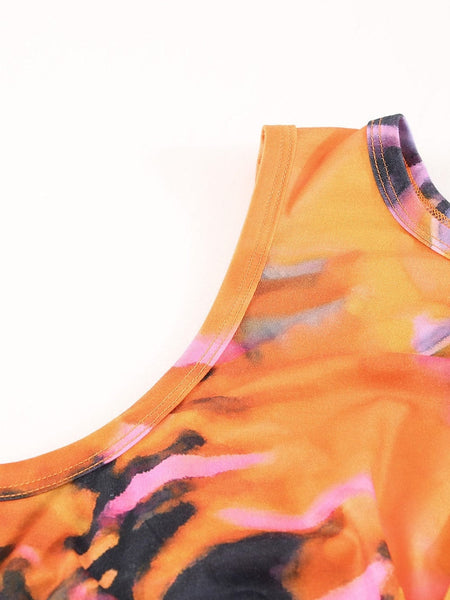 Leaf Print Short Sleeve Shirt & Shorts Two-Piece Set