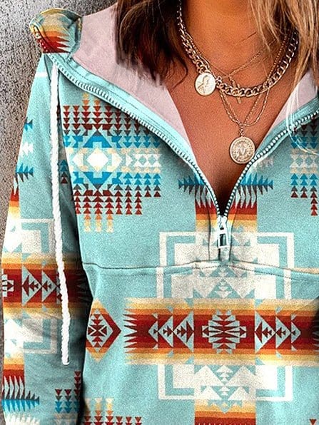 Southwest Print Half-Zip Hoodie