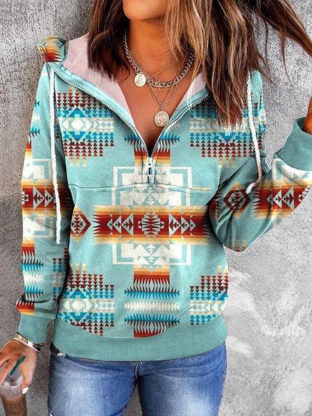 Southwest Print Half-Zip Hoodie