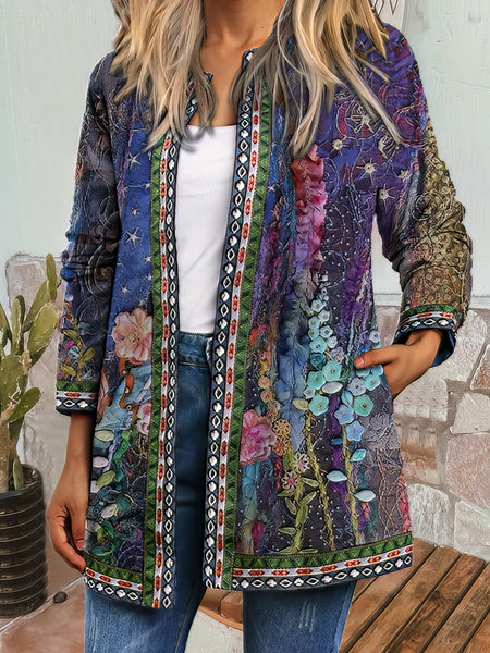 Women's Vintage Print Long Sleeve Cardigan Jacket