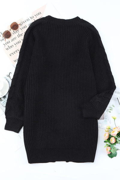 Women's Open-Front Cable Knit Longline Cardigan Coat