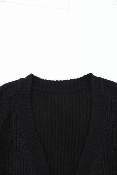 Women's Open-Front Cable Knit Longline Cardigan Coat