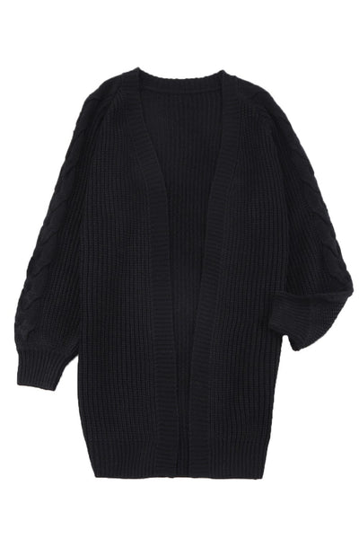Women's Open-Front Cable Knit Longline Cardigan Coat