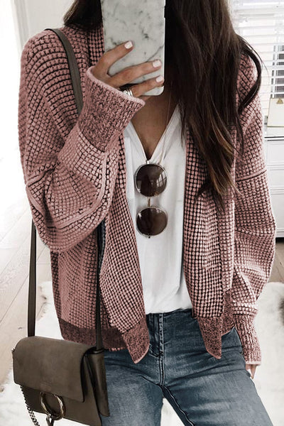 Women's Open-Front Cable Knit Longline Cardigan Coat
