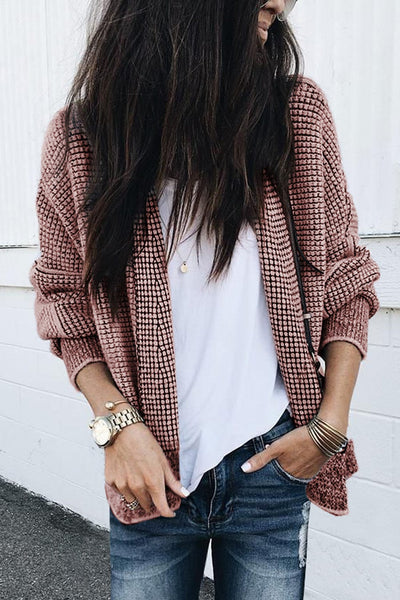 Women's Open-Front Cable Knit Longline Cardigan Coat