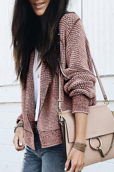 Women's Open-Front Cable Knit Longline Cardigan Coat