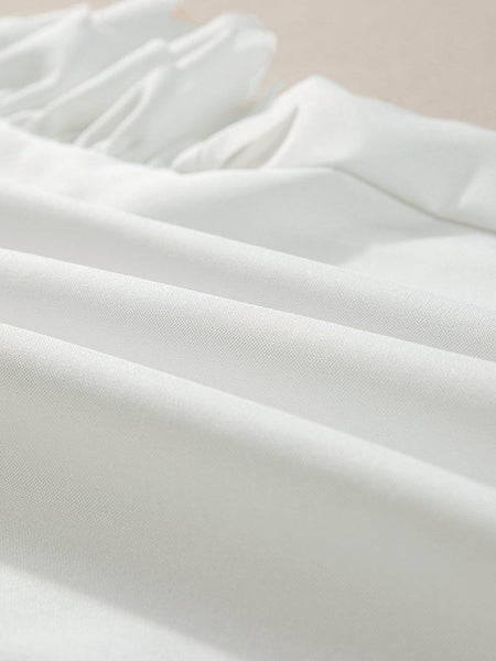 White High Neck Ruffle Top